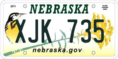 NE license plate XJK735