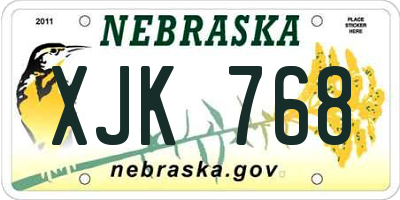 NE license plate XJK768