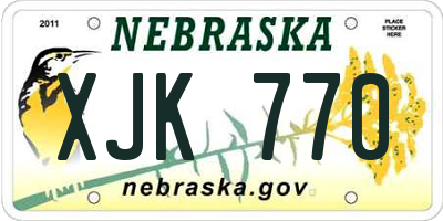 NE license plate XJK770