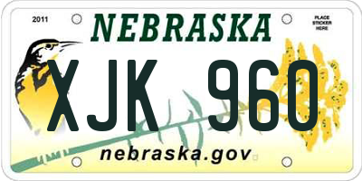 NE license plate XJK960