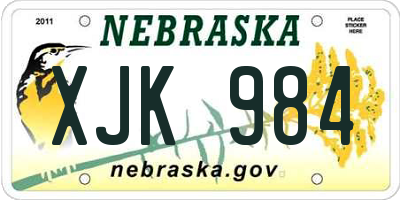 NE license plate XJK984