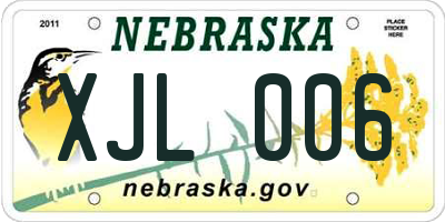 NE license plate XJL006