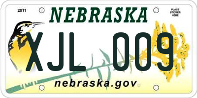 NE license plate XJL009