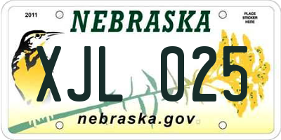 NE license plate XJL025