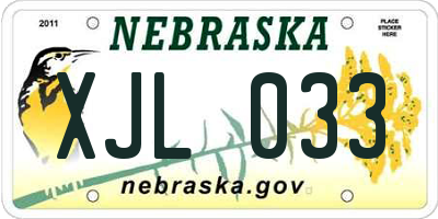 NE license plate XJL033