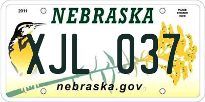 NE license plate XJL037