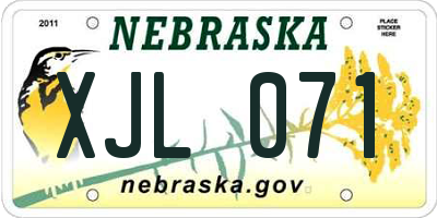 NE license plate XJL071