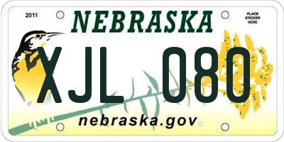 NE license plate XJL080