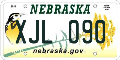 NE license plate XJL090