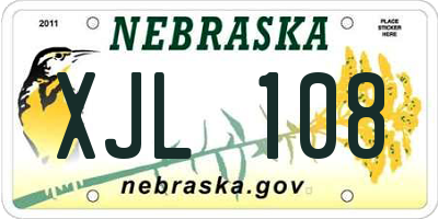 NE license plate XJL108
