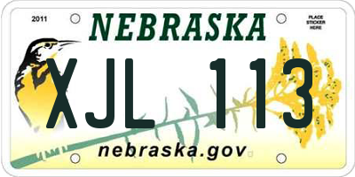 NE license plate XJL113