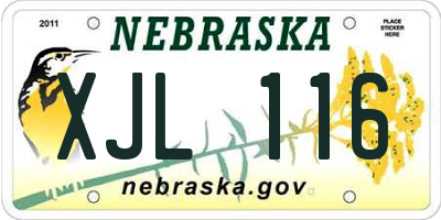 NE license plate XJL116