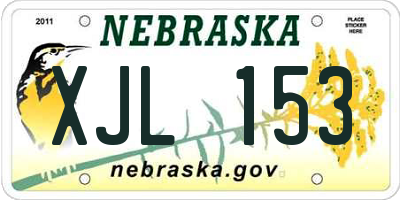 NE license plate XJL153