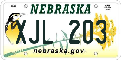 NE license plate XJL203