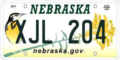 NE license plate XJL204