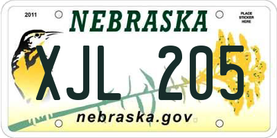 NE license plate XJL205