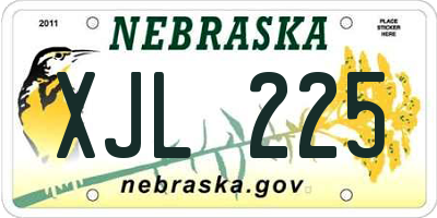NE license plate XJL225