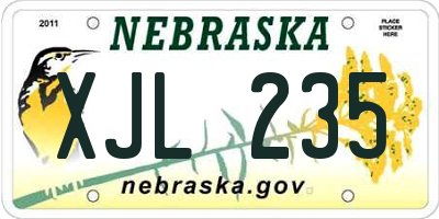 NE license plate XJL235