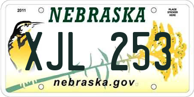 NE license plate XJL253