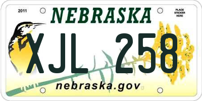 NE license plate XJL258