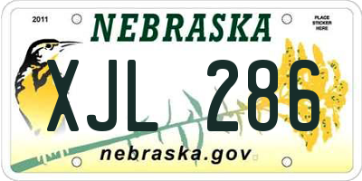 NE license plate XJL286