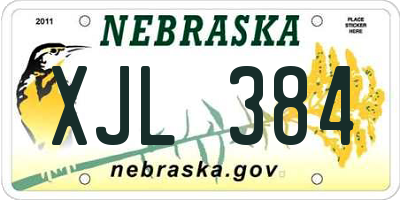NE license plate XJL384
