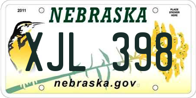 NE license plate XJL398