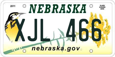 NE license plate XJL466