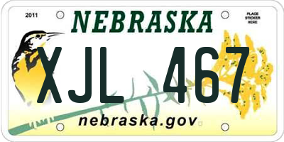 NE license plate XJL467