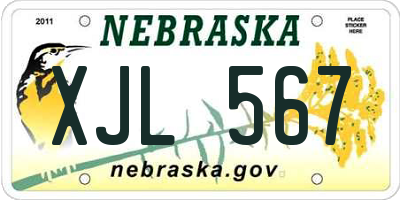 NE license plate XJL567