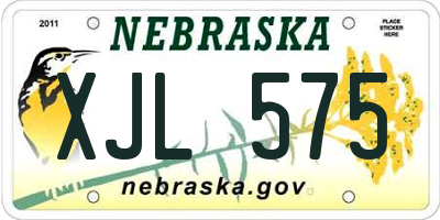 NE license plate XJL575