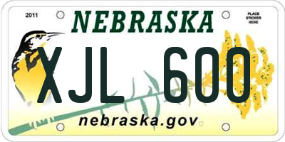 NE license plate XJL600