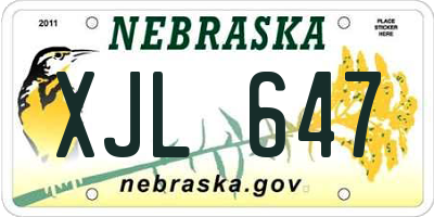 NE license plate XJL647