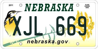 NE license plate XJL669