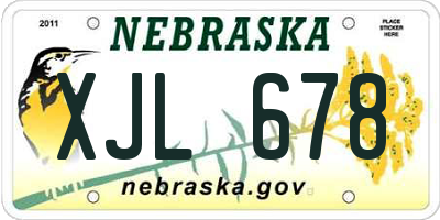 NE license plate XJL678