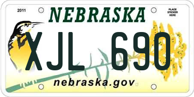 NE license plate XJL690