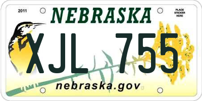 NE license plate XJL755