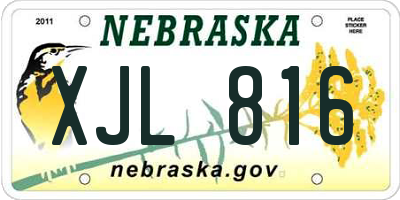 NE license plate XJL816