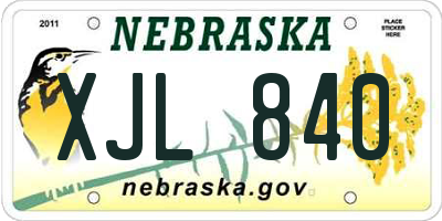 NE license plate XJL840
