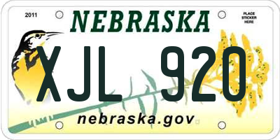 NE license plate XJL920