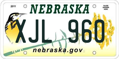 NE license plate XJL960