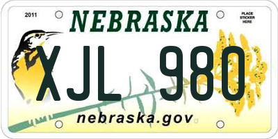 NE license plate XJL980