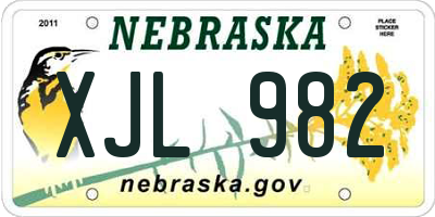 NE license plate XJL982