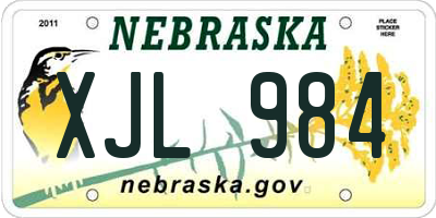 NE license plate XJL984