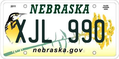 NE license plate XJL990