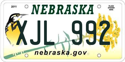 NE license plate XJL992