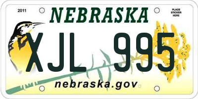 NE license plate XJL995