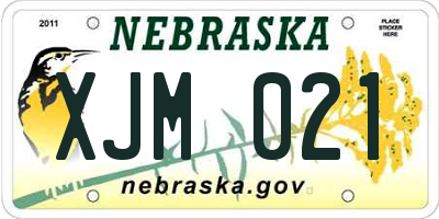 NE license plate XJM021