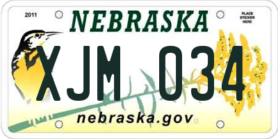 NE license plate XJM034