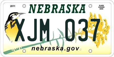 NE license plate XJM037